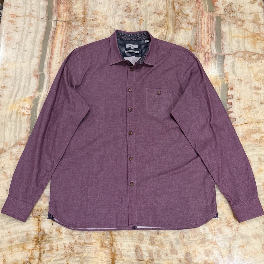 Ted Baker London Purple Button Front Long Sleeve Shirt Men's Size 7